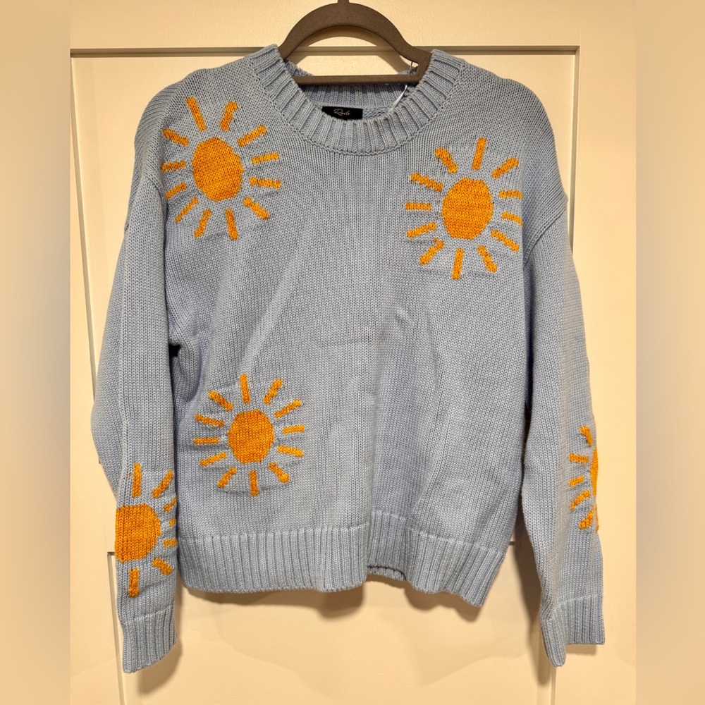 Rails Light Blue Sweater with Orange Sun Design